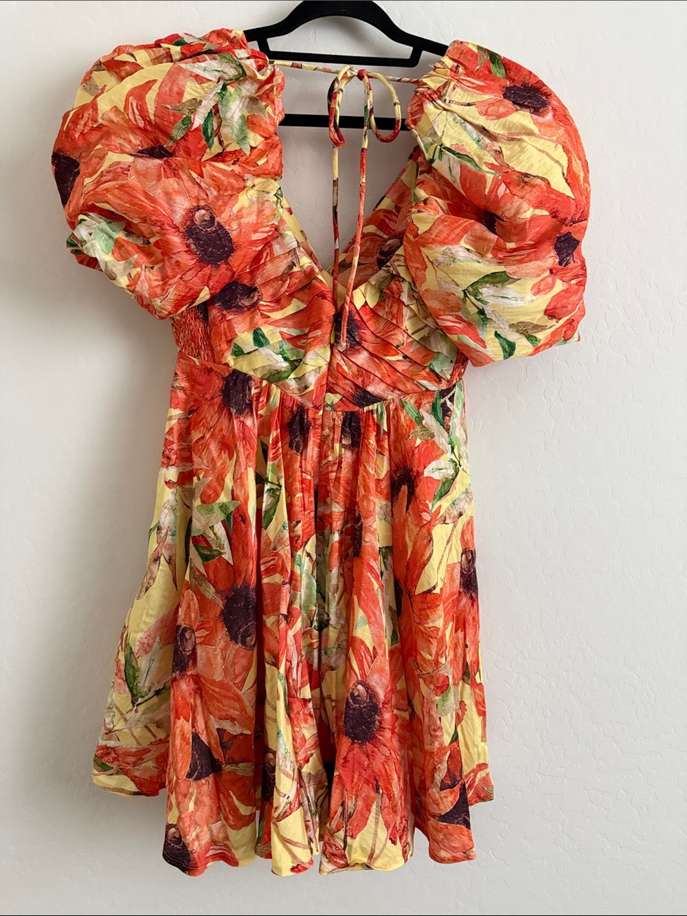 Fashion Nova Gardenia Puff Sleeve Mini Dress in Orange/combo Sz S - Picture 6 of 10